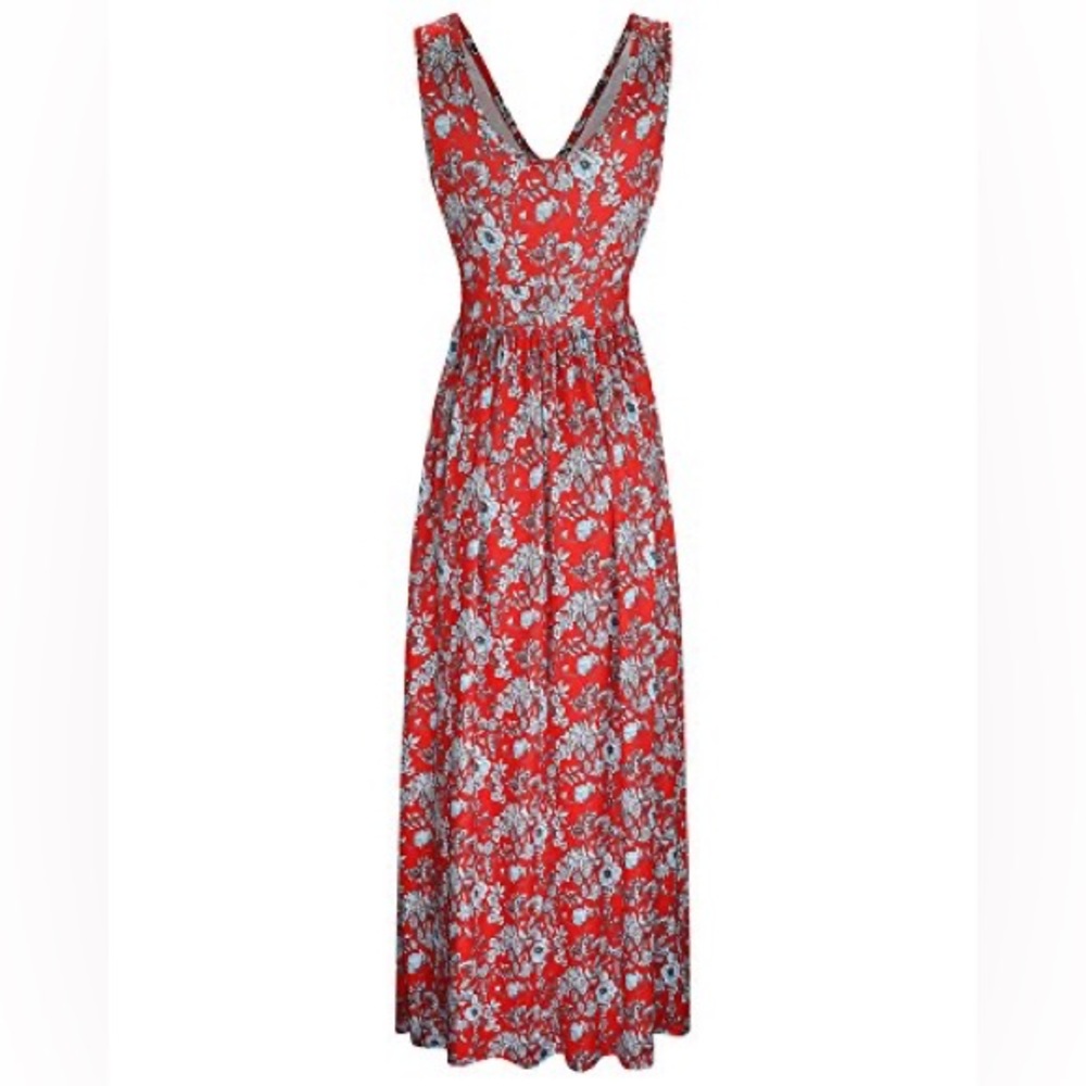 Ouges Red Floral Maxi Dress - image 1
